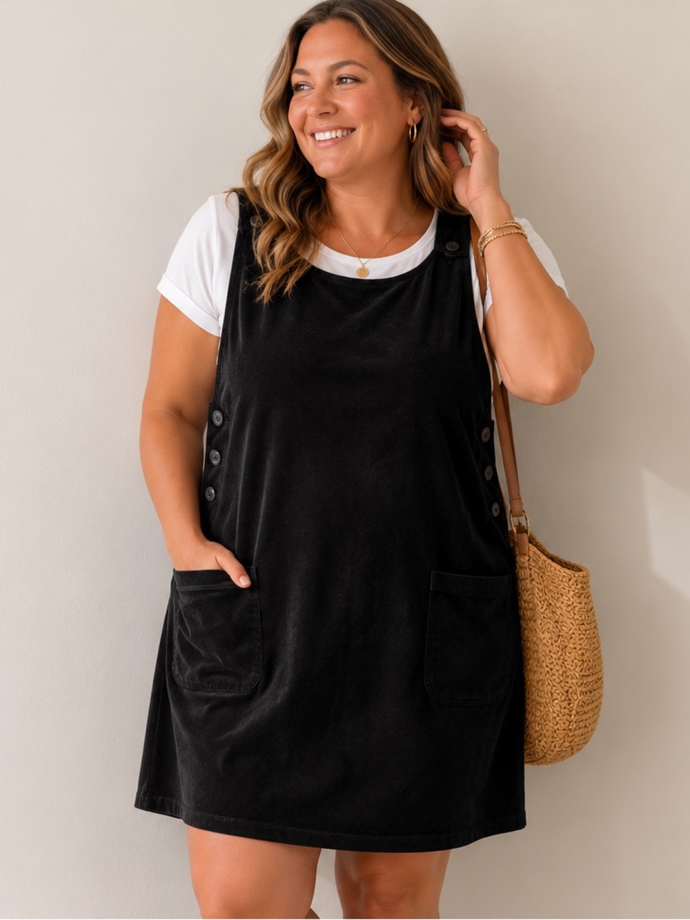 Vintage Notations Black Utility Mini Dress – XL